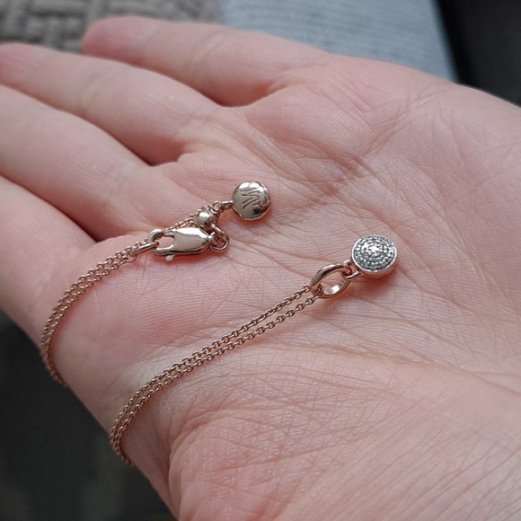 Monica Vinader Fiji Button Diamond Necklace, rose gold - Picture 4 of 10